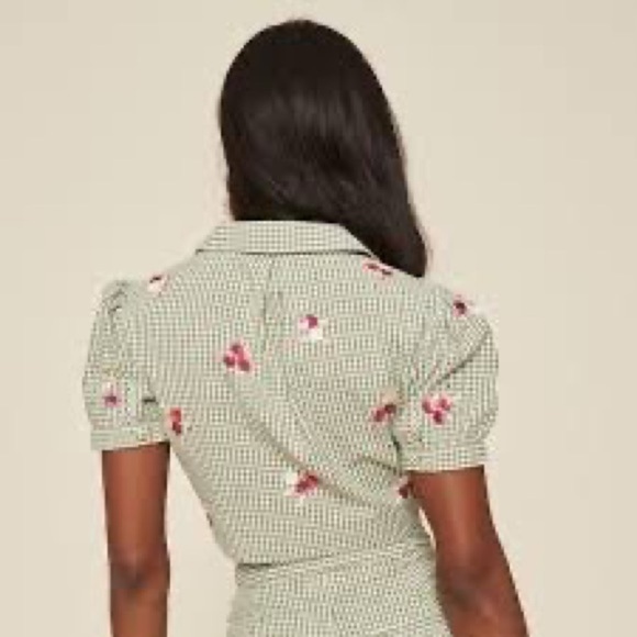 LPA Gingham Green Sequin Top Size XS - Picture 3 of 9